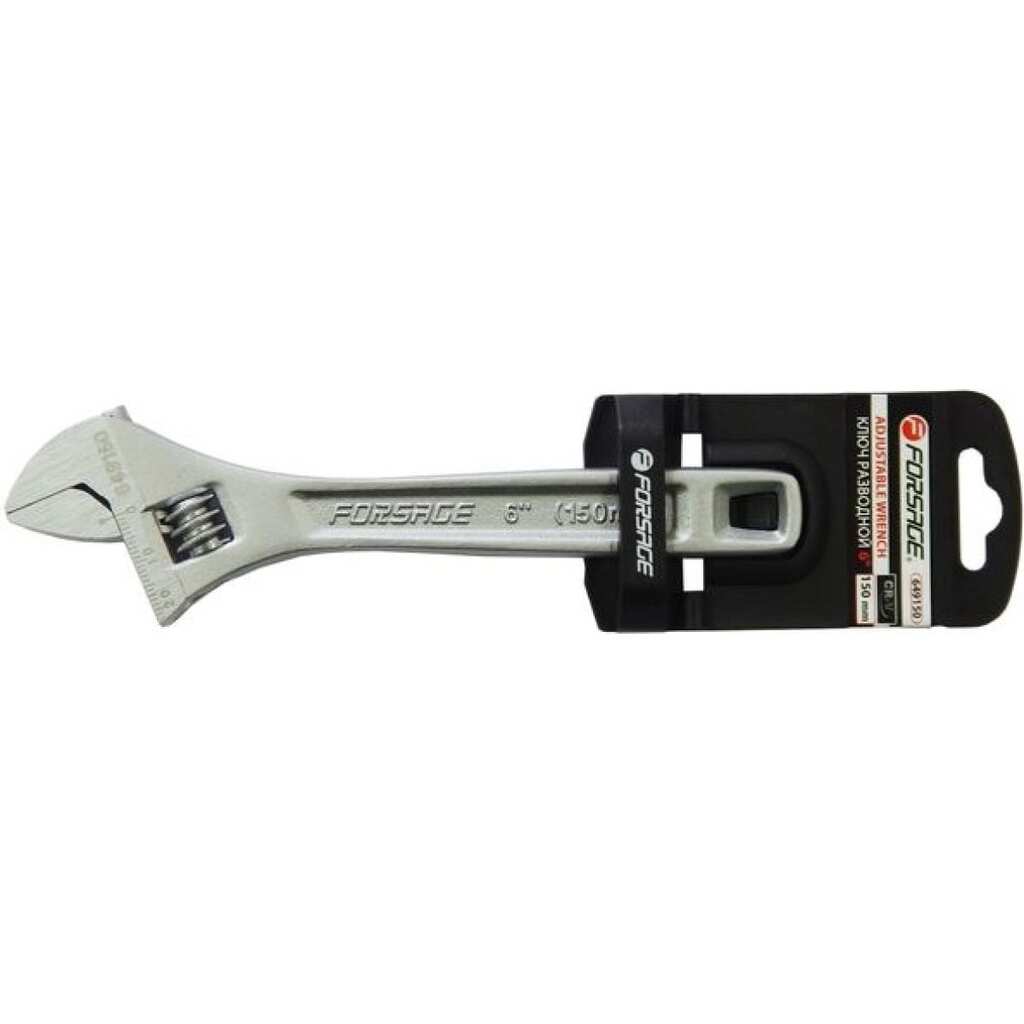 Разводной ключ Forsage Profi CRV 6" 150 мм захват 0-20 мм, на пластиковом держателе F-649150