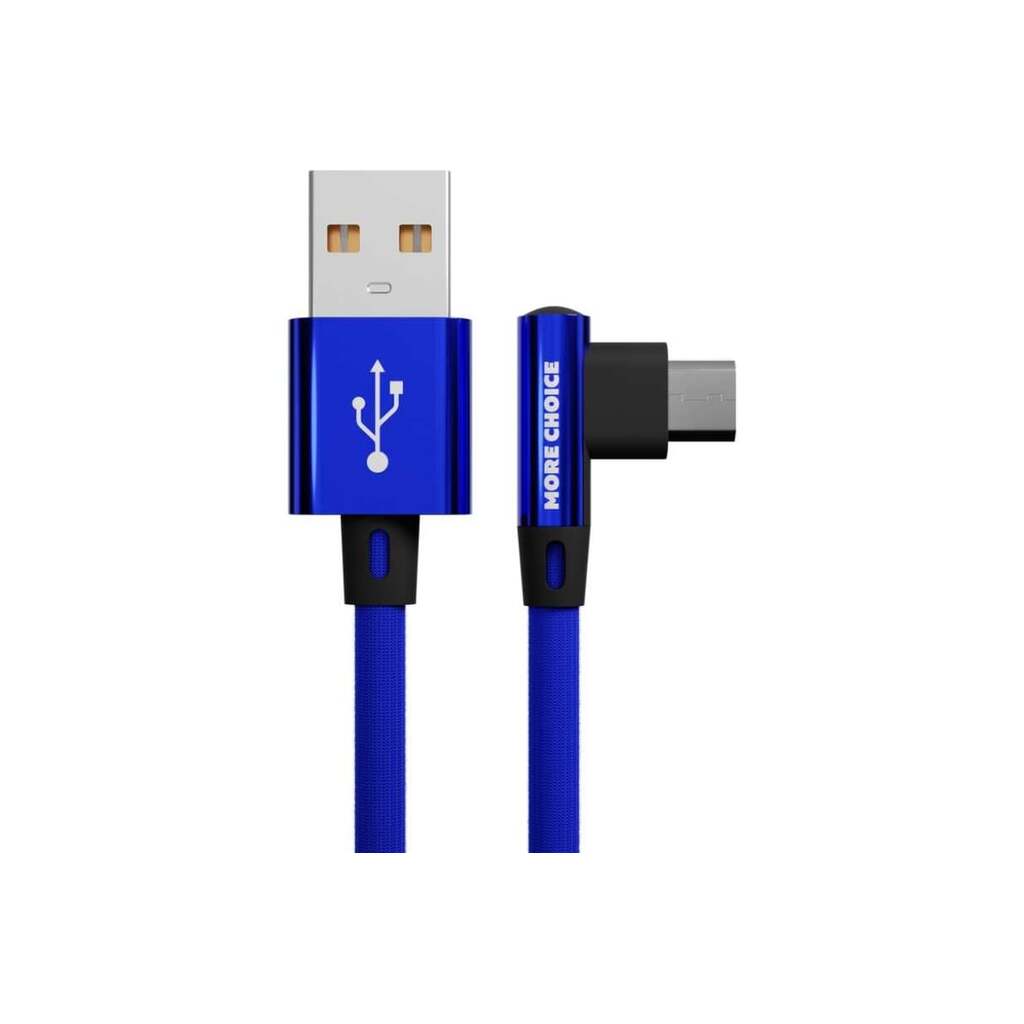 Дата-кабель More Choice USB 2.1A для micro USB нейлон 1м K27m Blue