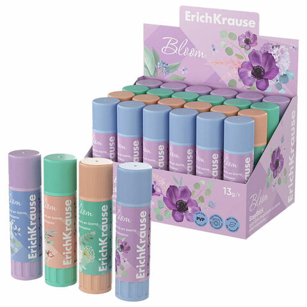 Клей-карандаш ERICH KRAUSE EasyStick Pastel Bloom, 13 г, 60498