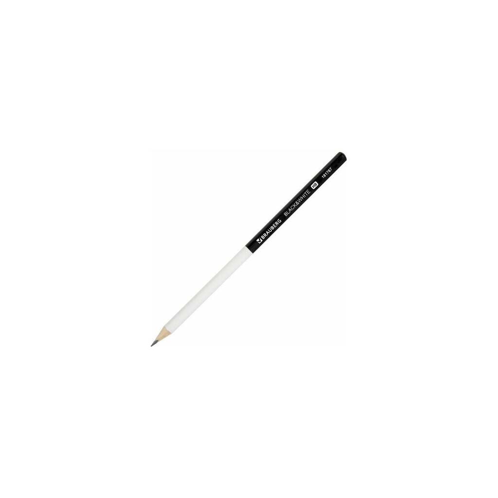 Чернографитный карандаш BRAUBERG Black White 1 шт, HB, корпус черно-белый 181767