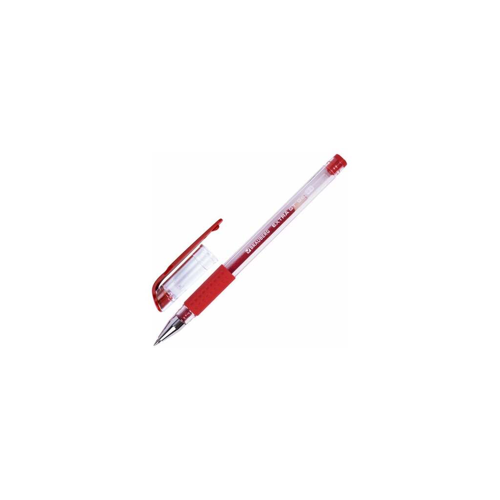 Гелевая ручка BRAUBERG с грипом Extra Gt, Красная, стандартный узел 0,5 мм, линия 0,35 мм 143920