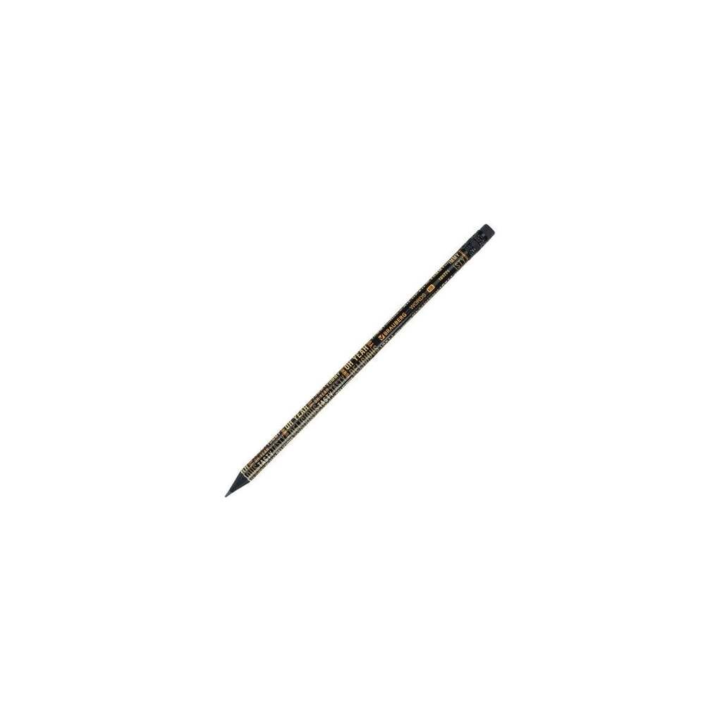 Чернографитный карандаш BRAUBERG WORDS 1 шт, HB, с ластиком, корпус ассорти 181771