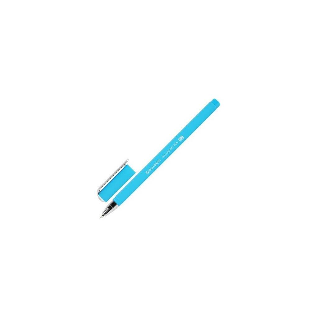 Шариковая ручка BRAUBERG SOFT TOUCH STICK NEON синяя, мягкое покрытие, ассорти, узел 0.7 мм 143697