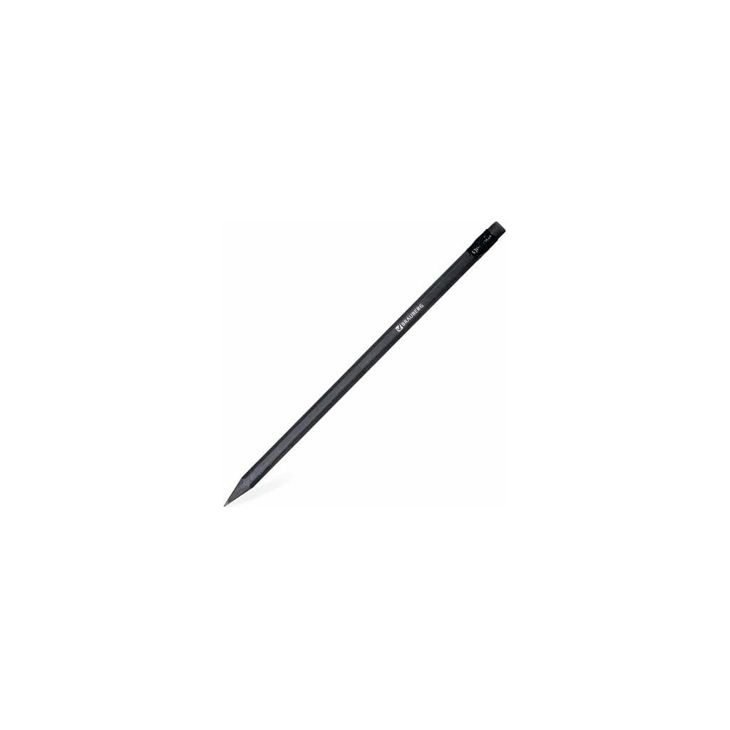 Чернографитный карандаш BRAUBERG, 1 шт., Black Jack, Нв, с ластиком, черное дерево, корпус черный, 180609