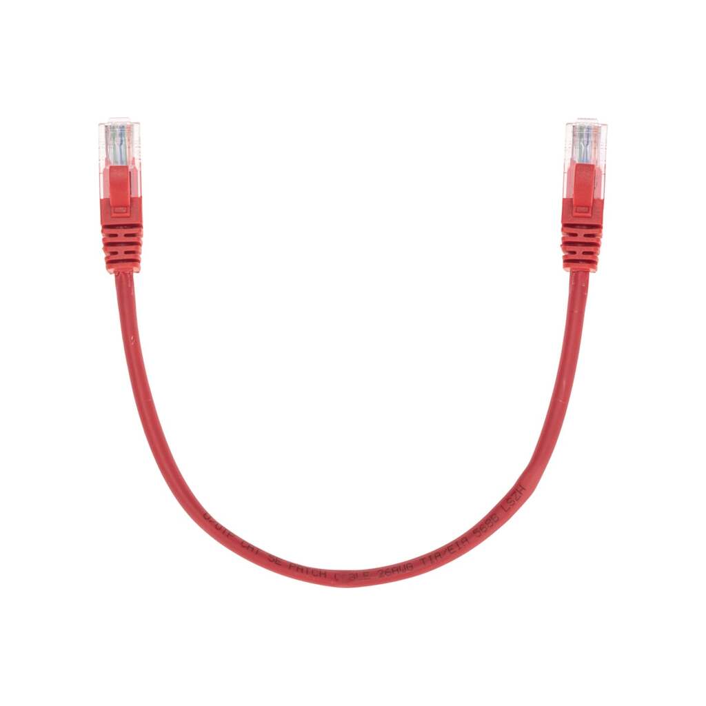 Патч-корд REXANT u/utp, cat 5e, rj45-rj45, 26awg, lszh, красный, 0,3м 02-0103-03