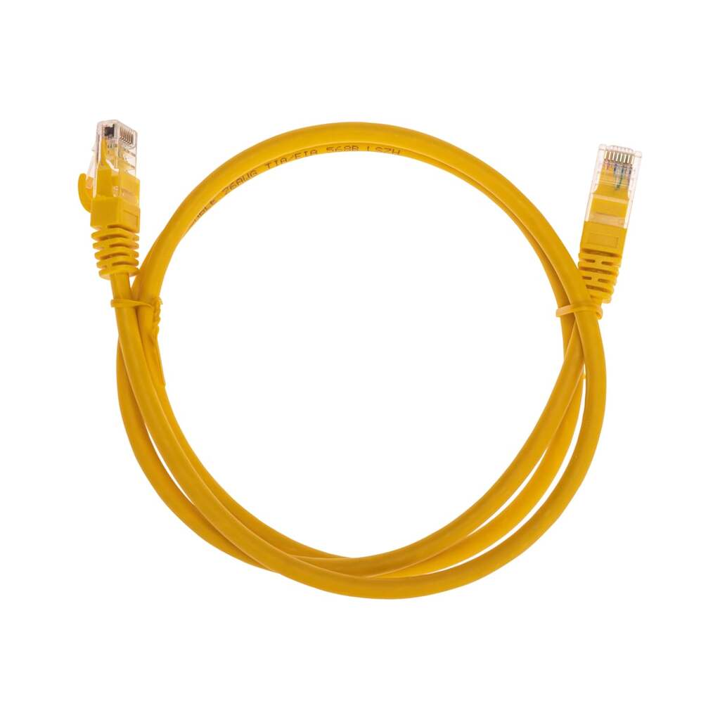 Патч-корд REXANT u/utp cat 6, rj45-rj45, 26awg, lszh, желтый, 1м 02-0295-1