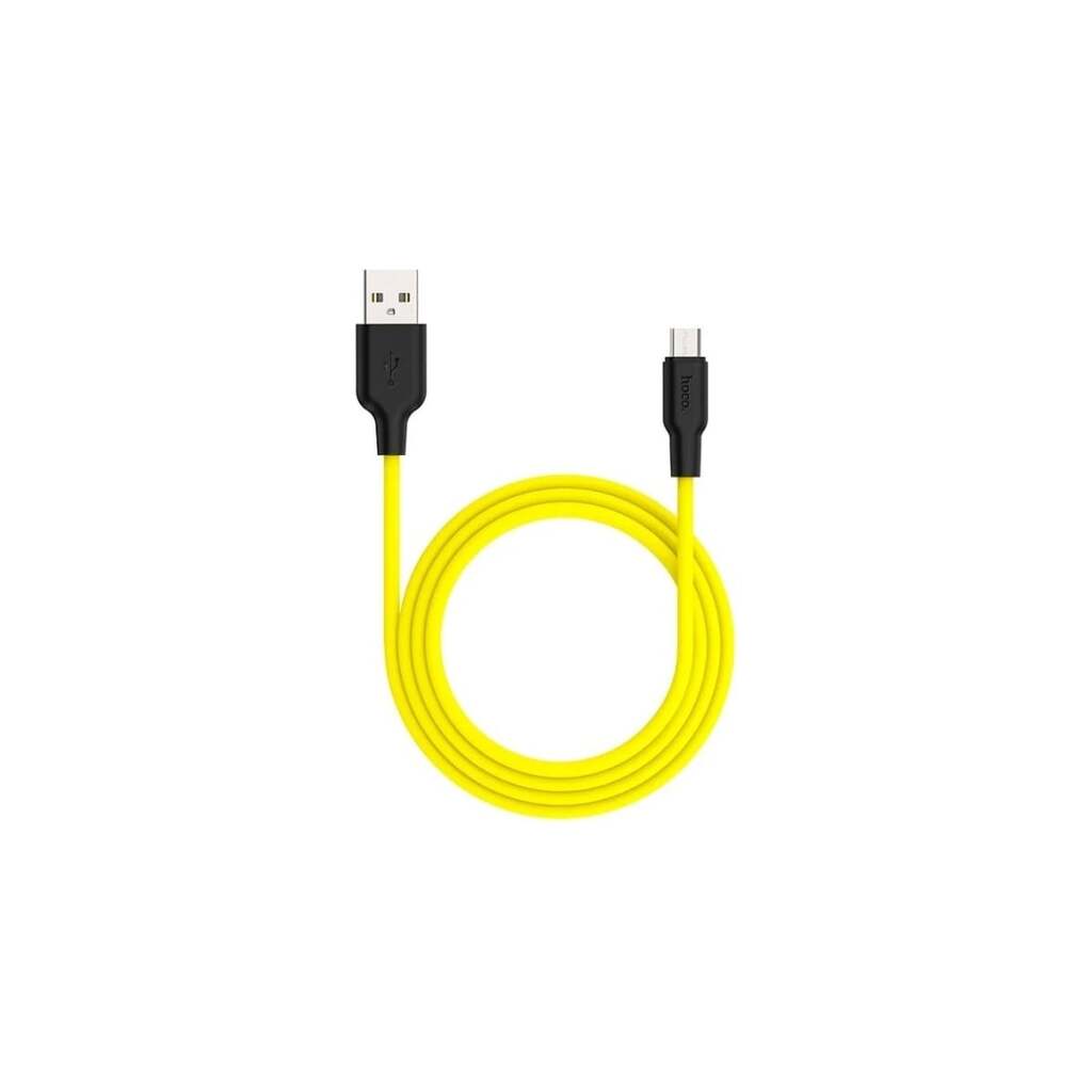 Кабель Hoco Usb x21 plus silicone microusb, 2.4а, 1м, силикон (желтый/черный) 0L-00053834