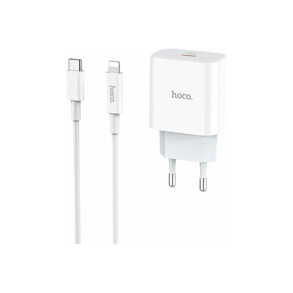 Сзу Hoco c76a plus speed source 1xusb-c, 3а, pd20w, qc3.0 + usb-c кабель lightning 8-pin, 1м (белый) 0L-00050782