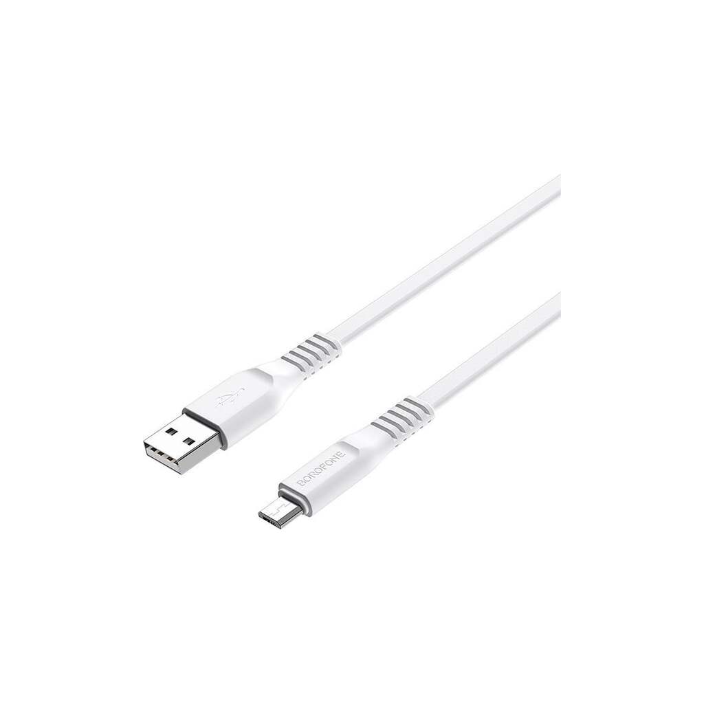 Usb кабель Borofone bx23 wide power micro usb, 1м, 2.4a, pvc, белый 0L-00050571