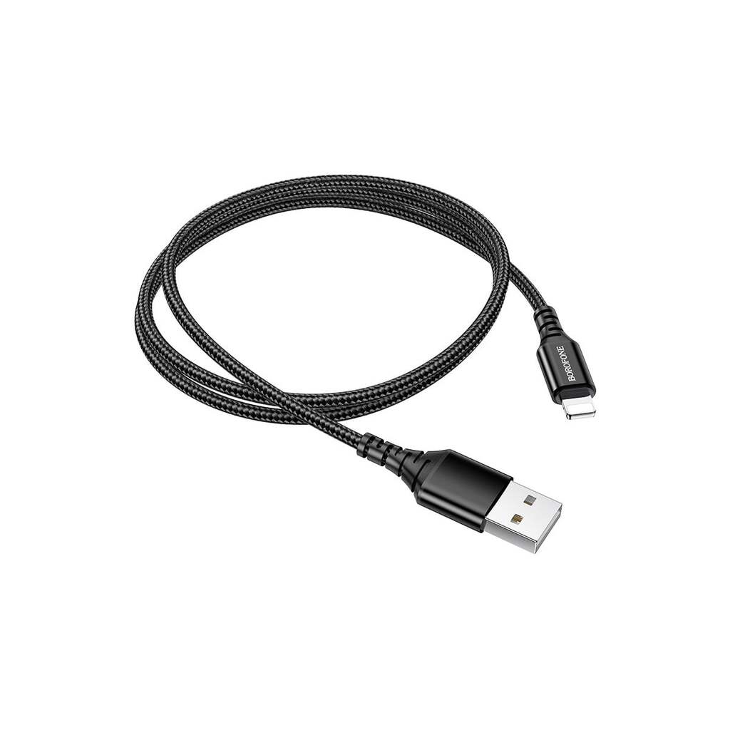 USB кабель Borofone bx54 ultra bright lightning 8-pin, 1м, 2.4a, нейлон (черный) 0L-00050535