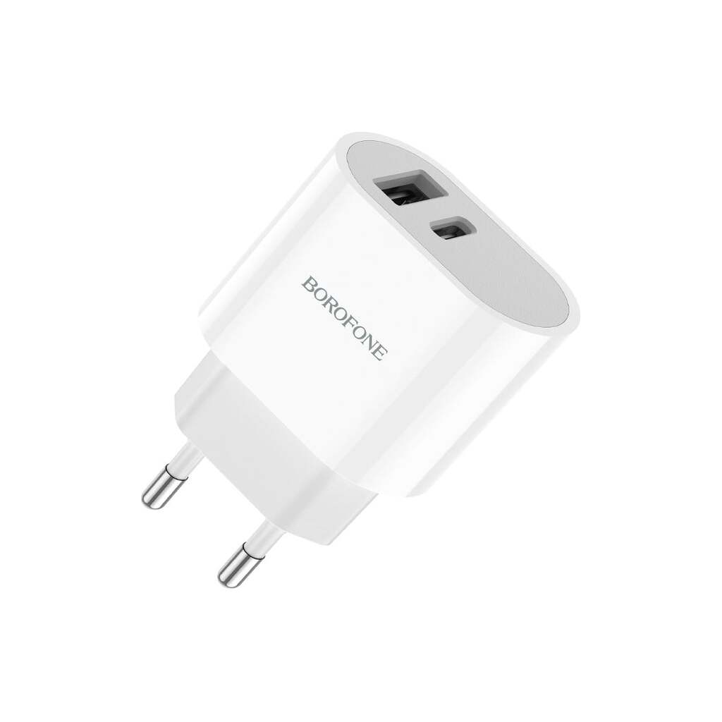 СЗУ Borofone ba62a wiseacre 1xusb + usb-c, 2,4a (белый) 0L-00054440