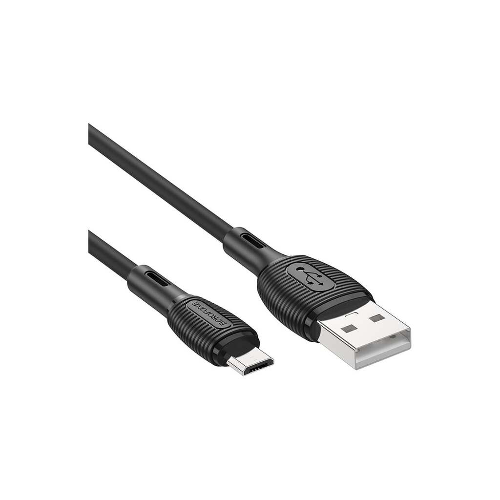 USB кабель Borofone bx86 advantage microusb, 1м, 2.4a, силикон (черный) 0L-00057819