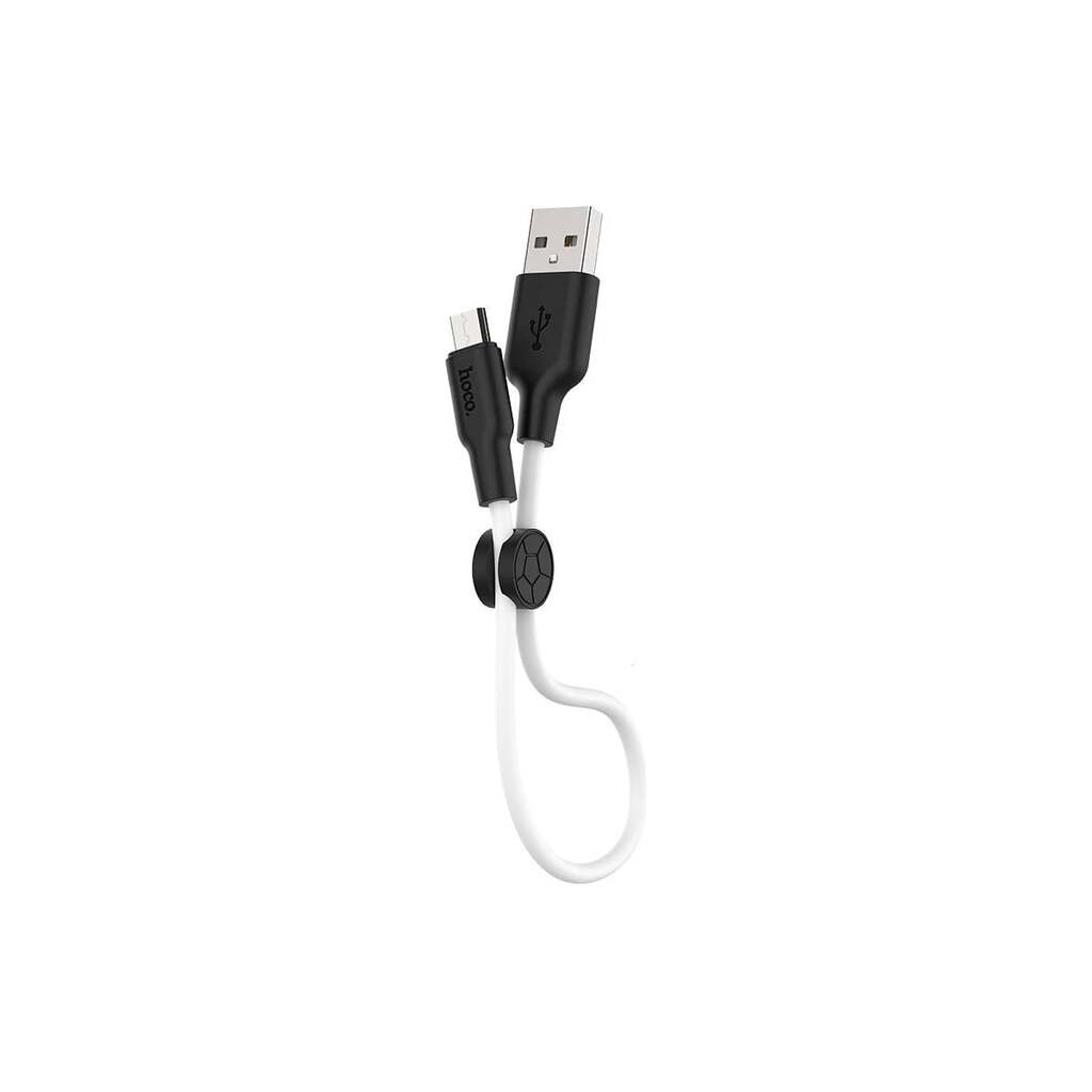 Кабель Hoco Usb x21 plus silicone microusb, 2.4а, 0.25м, силикон (белый/черный) 0L-00044276