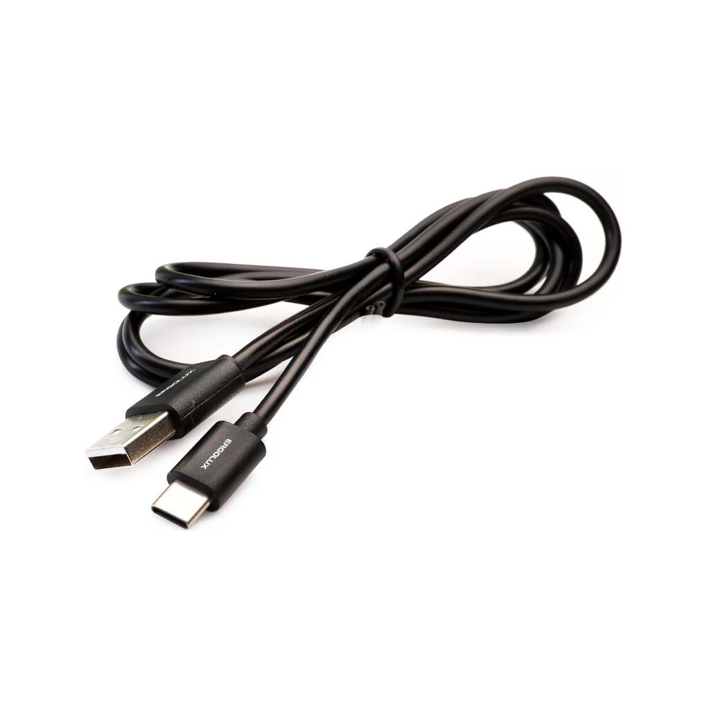 Кабель usb-type c Ergolux Elx-cdc02-c02 3а, 1,2м, черный, зарядка+передача данных, коробка 15094