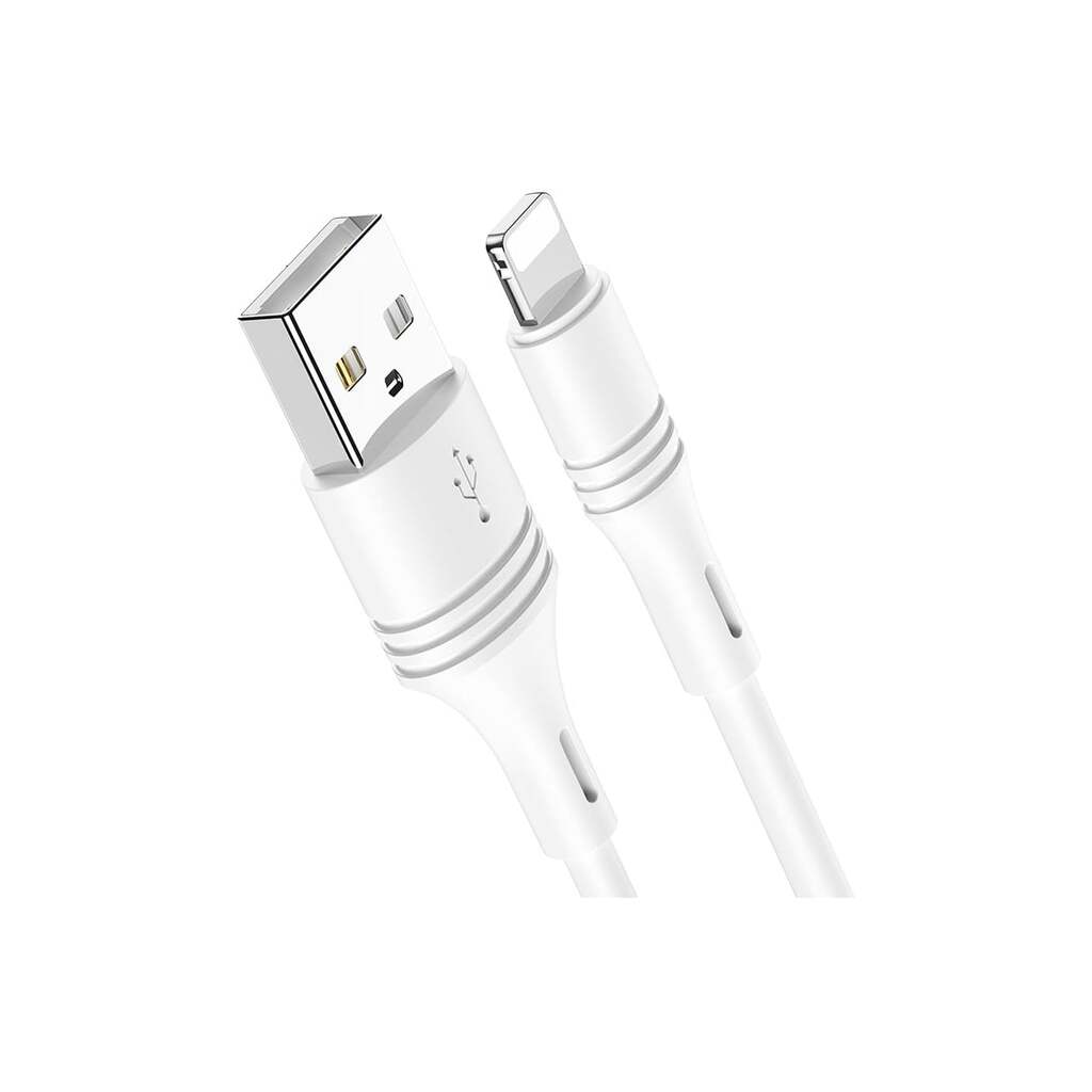 USB кабель Borofone bx43 cooljoy lightning 8-pin, 1м, 2.4a, pvc (белый) 0L-MG-WF838