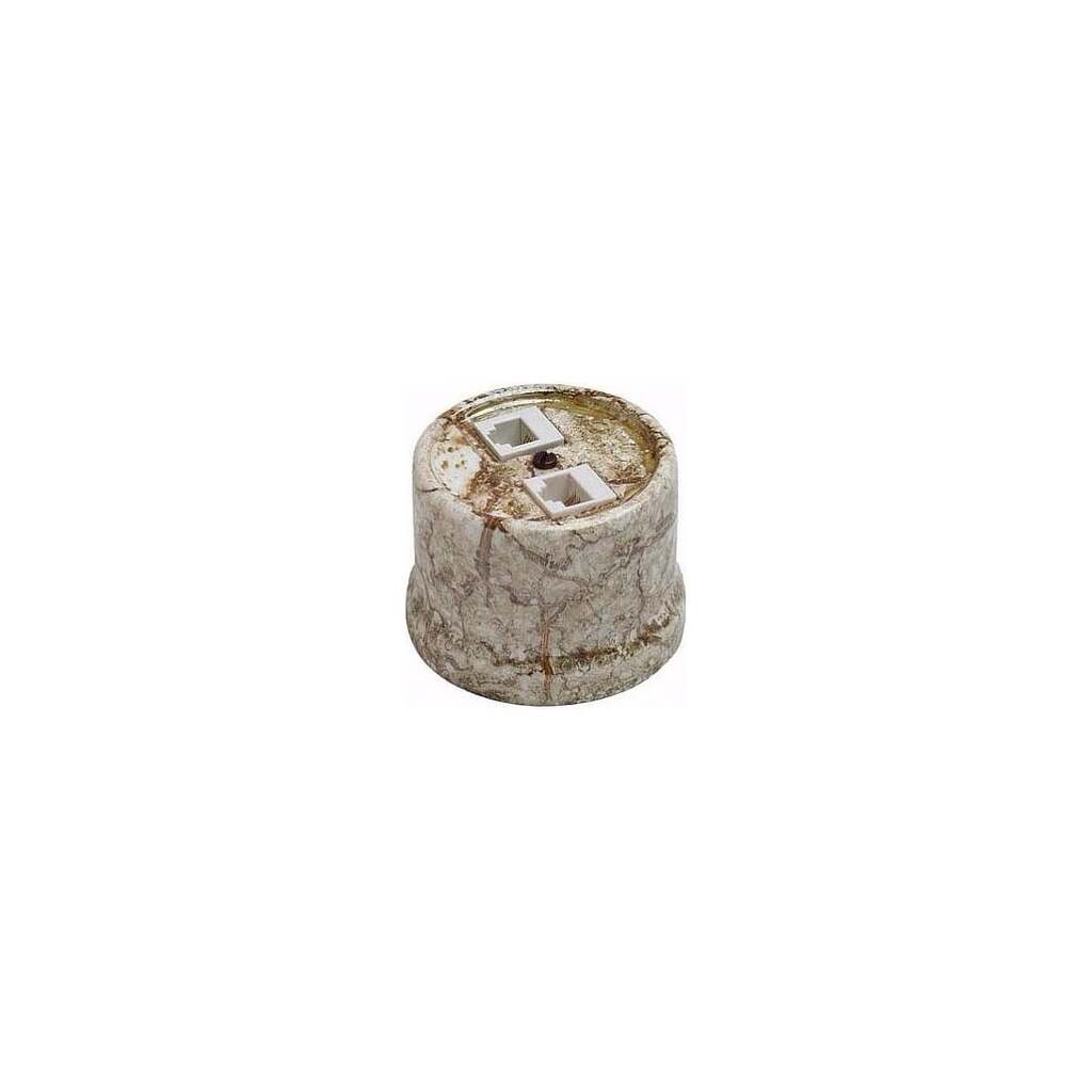 Розетка Bironi rj45 информационная двойная, керамика, цвет мрамор B1-302-09