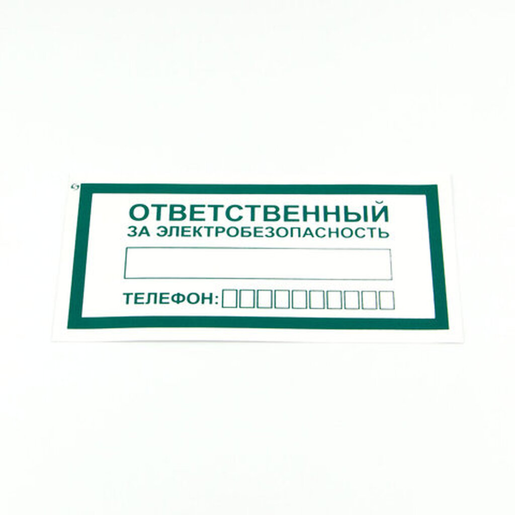 Знак "Ответственный за электробезопасность", КОМПЛЕКТ 10 штук, 100*200 мм, пленка, А31