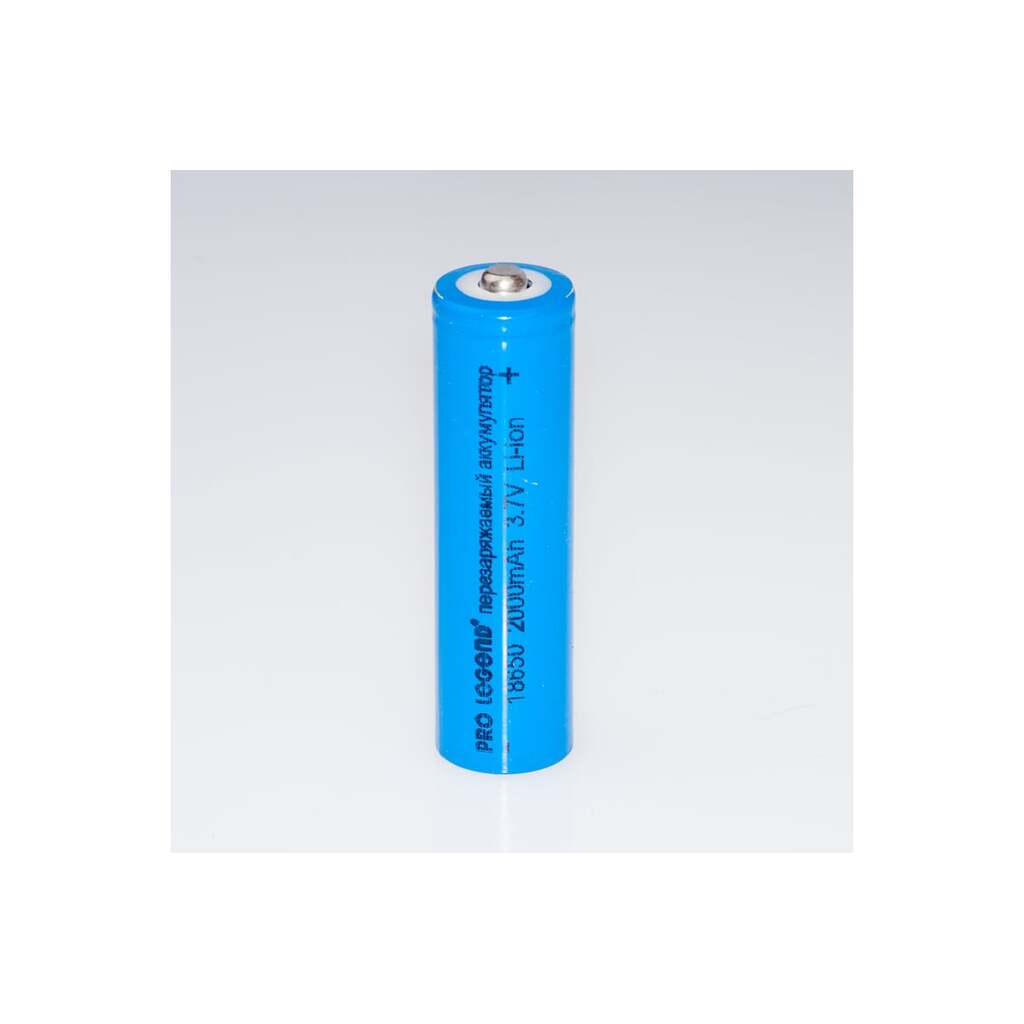 Аккумулятор Pro Legend Li 18650, 2000 mAh, 3,7V, без защиты, выпуклый плюс PL6207