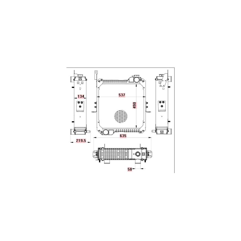 Радиатор охл. для экскаваторов-погрузчиков Terex TLB 815/820/825/860/970/980 с дв. 1104C-44T/1104D-44Т/1044С-44Т LUZAR LRc 3115