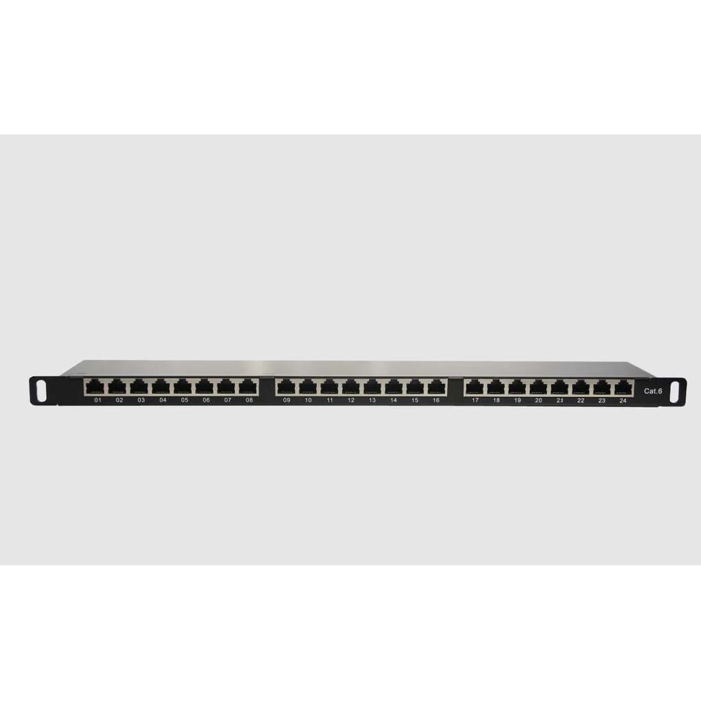 Патч-панель экранированная TWIST FTP 19" 0.5U 24 порта RJ-45 Krone IDC Cat.6, PP-19-0.5U-IDC-24-C6-SH-TWCS