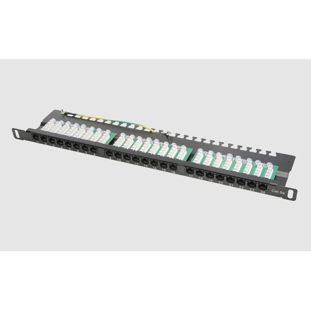 Патч-панель TWIST UTP 19" 0.5U 24 порта RJ-45 Krone IDC Cat.5e, PP-19-0.5U-IDC-24-C5E-TWCS