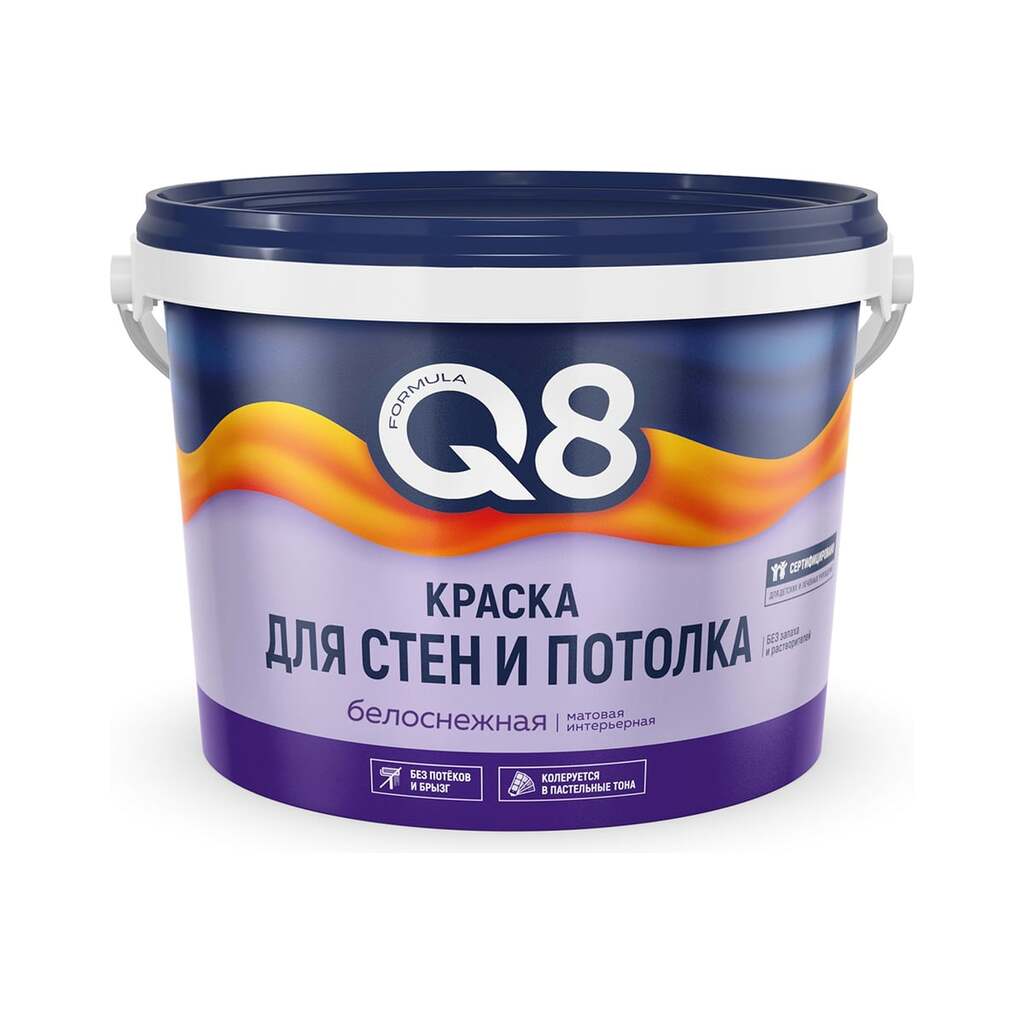 Водно-дисперсионная краска для стен и потолков ПРЕСТИЖ "FORMULA Q8" 4.5 кг 261417