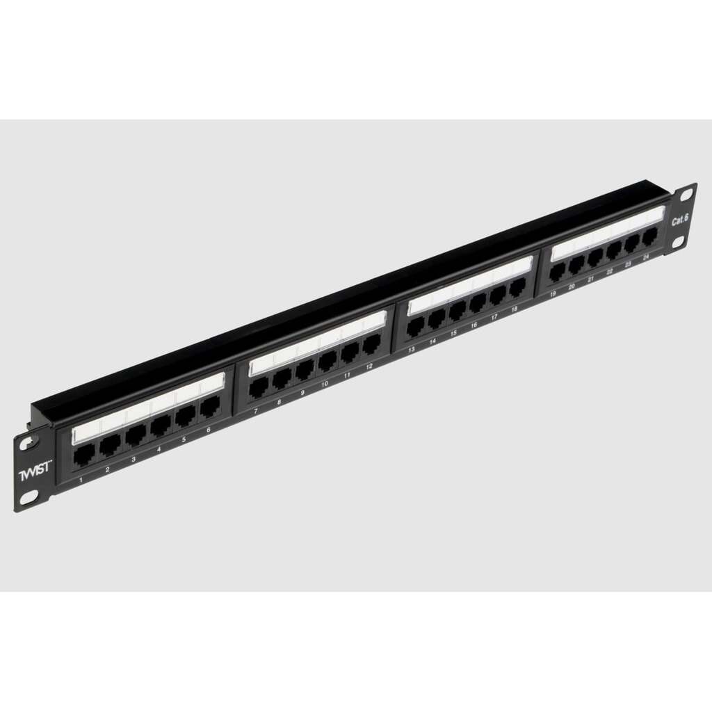 Патч-панель TWIST UTP 19", 1U, 24 порта RJ-45, Cat.6 DUAL IDC PP-19-1U-24-C6-TWCS