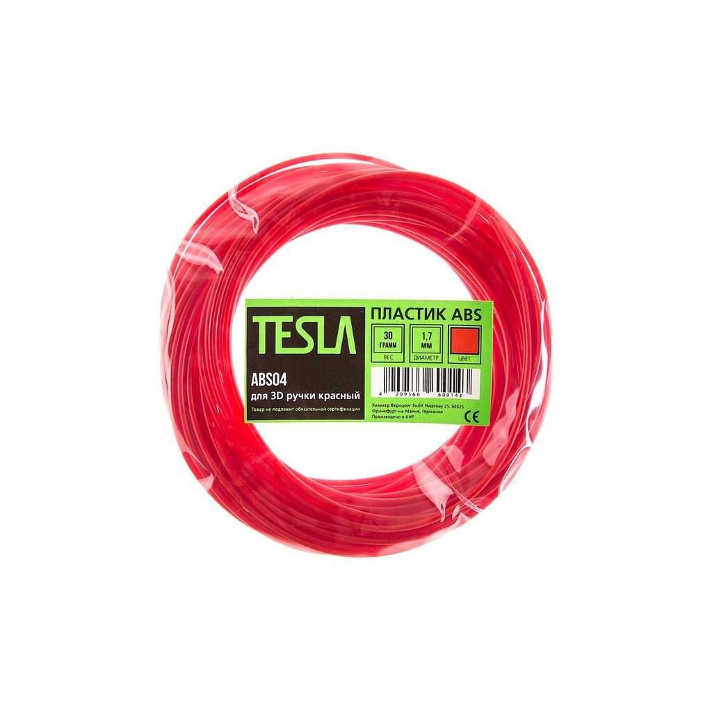 Пластик для 3D ручки TESLA ABS ABS04 красный, 10 м 370461