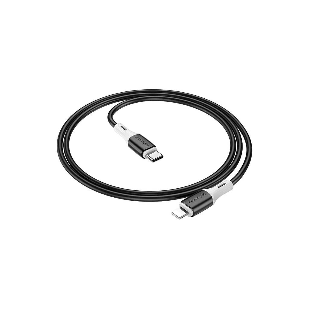 USB-C кабель Borofone bx79 lightning 8-pin, 3a, pd20w, 1м, силикон (черный) 0L-00055168