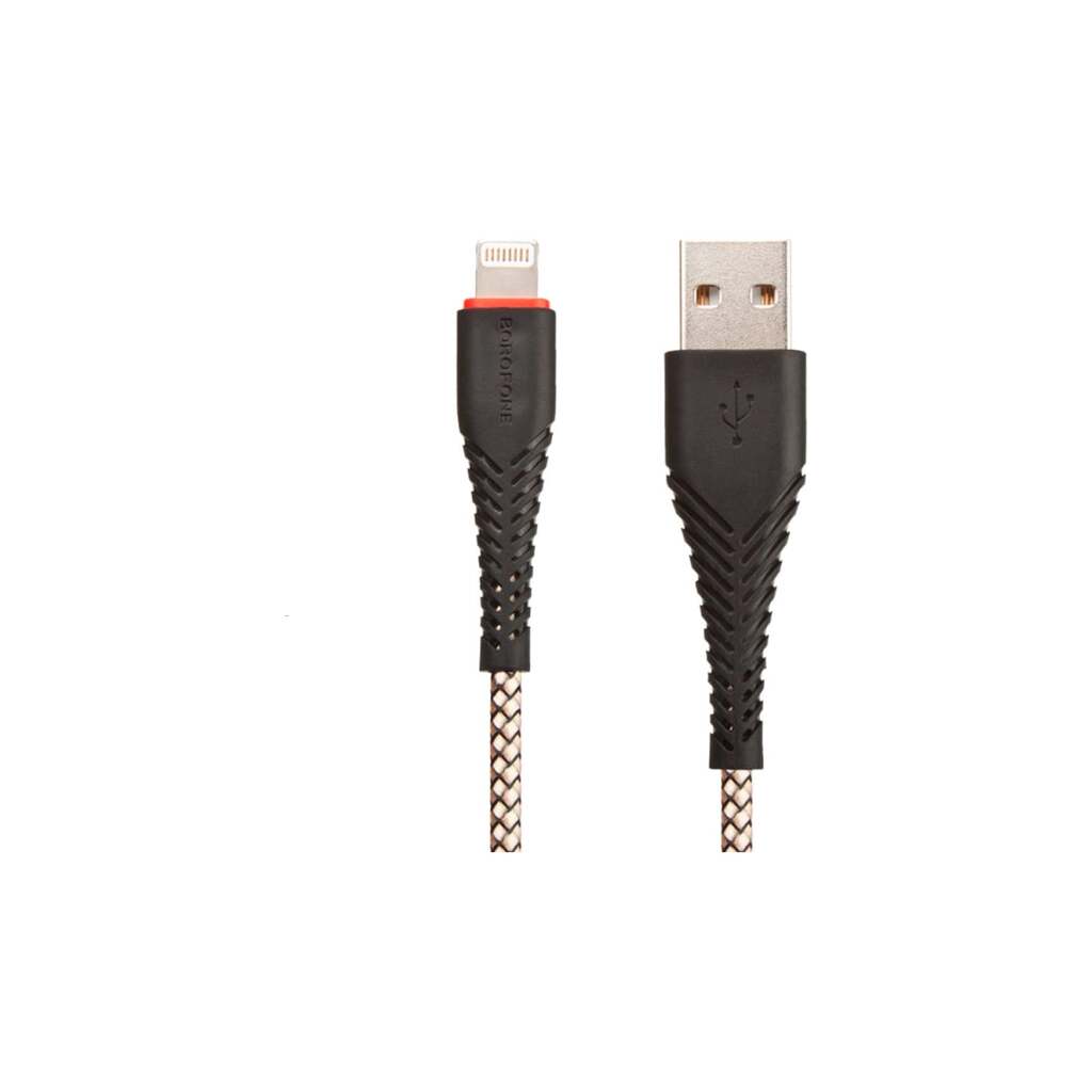 Usb кабель Borofone bx25 powerful lightning 8-pin, 1м, 2.4a, нейлон, черный 0L-00043626