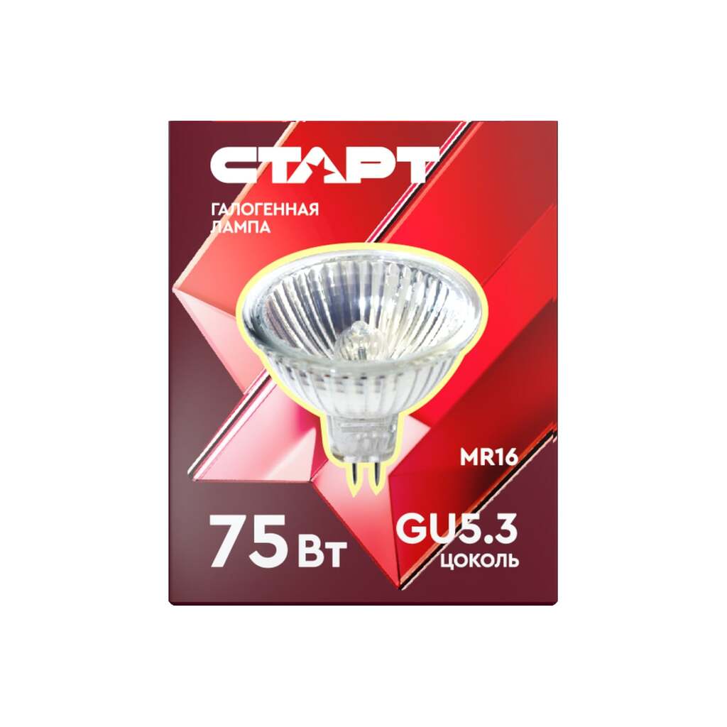 Низковольтная лампа СТАРТ цоколь gu5.3 mr16(рефлектор) 12v 75w exn 12347