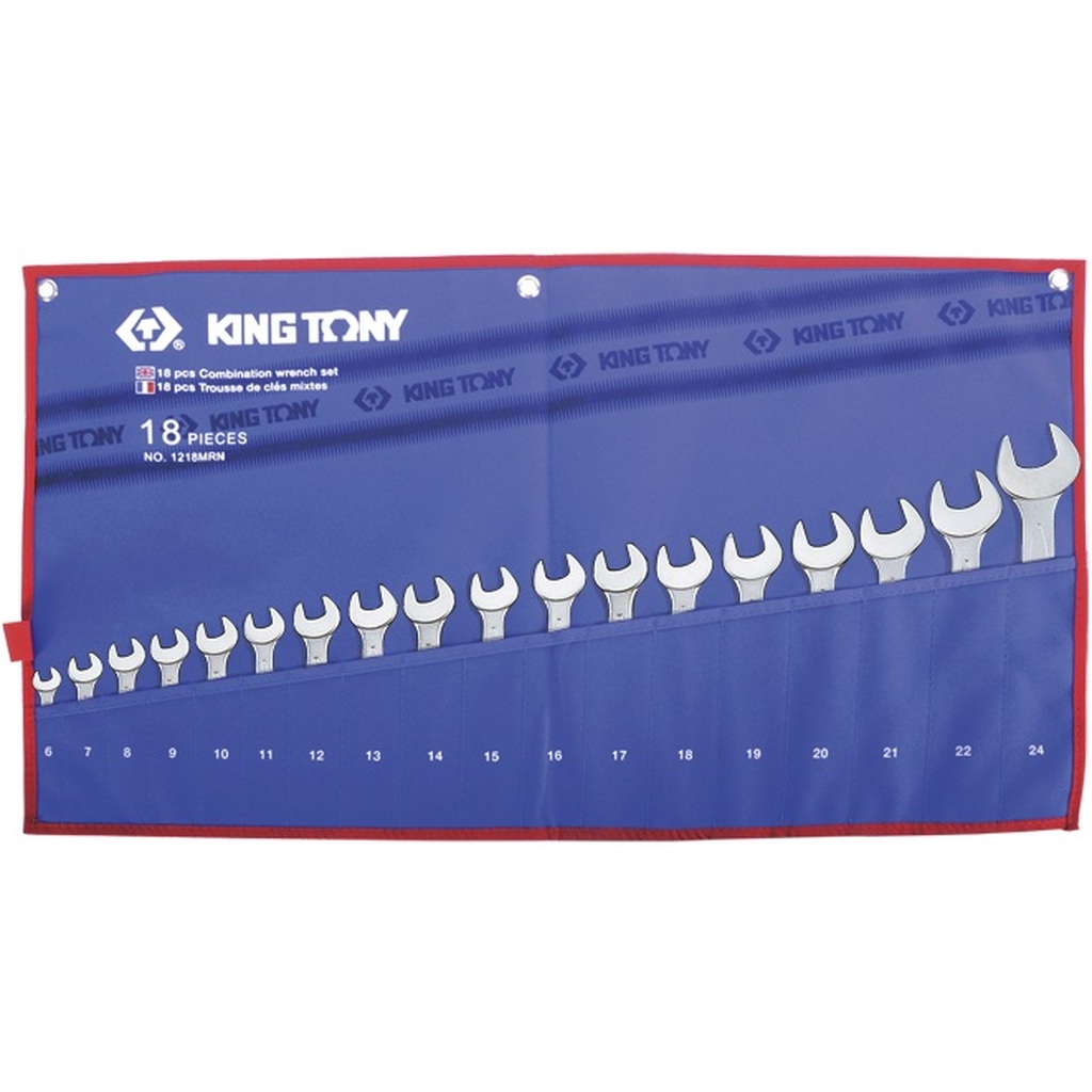 Набор комбинированных ключей, 6-24мм чехол из теторона, 18шт KING TONY 1218MRN