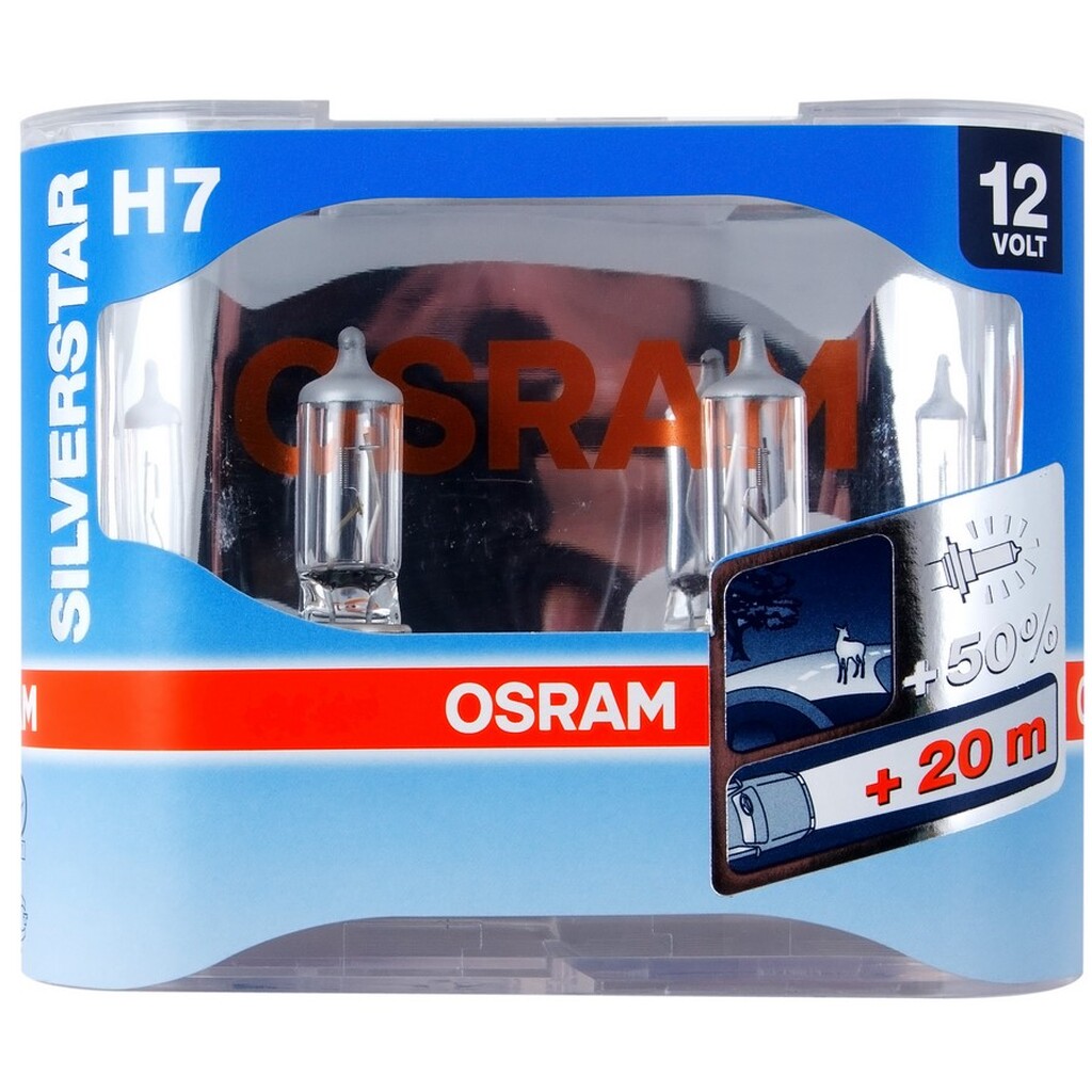 Автолампа OSRAM H7 55 PX26d+60% SILVERSTAR 2.0, 2 шт. 12V, 1, 10 OLD 64210SV2-HCB