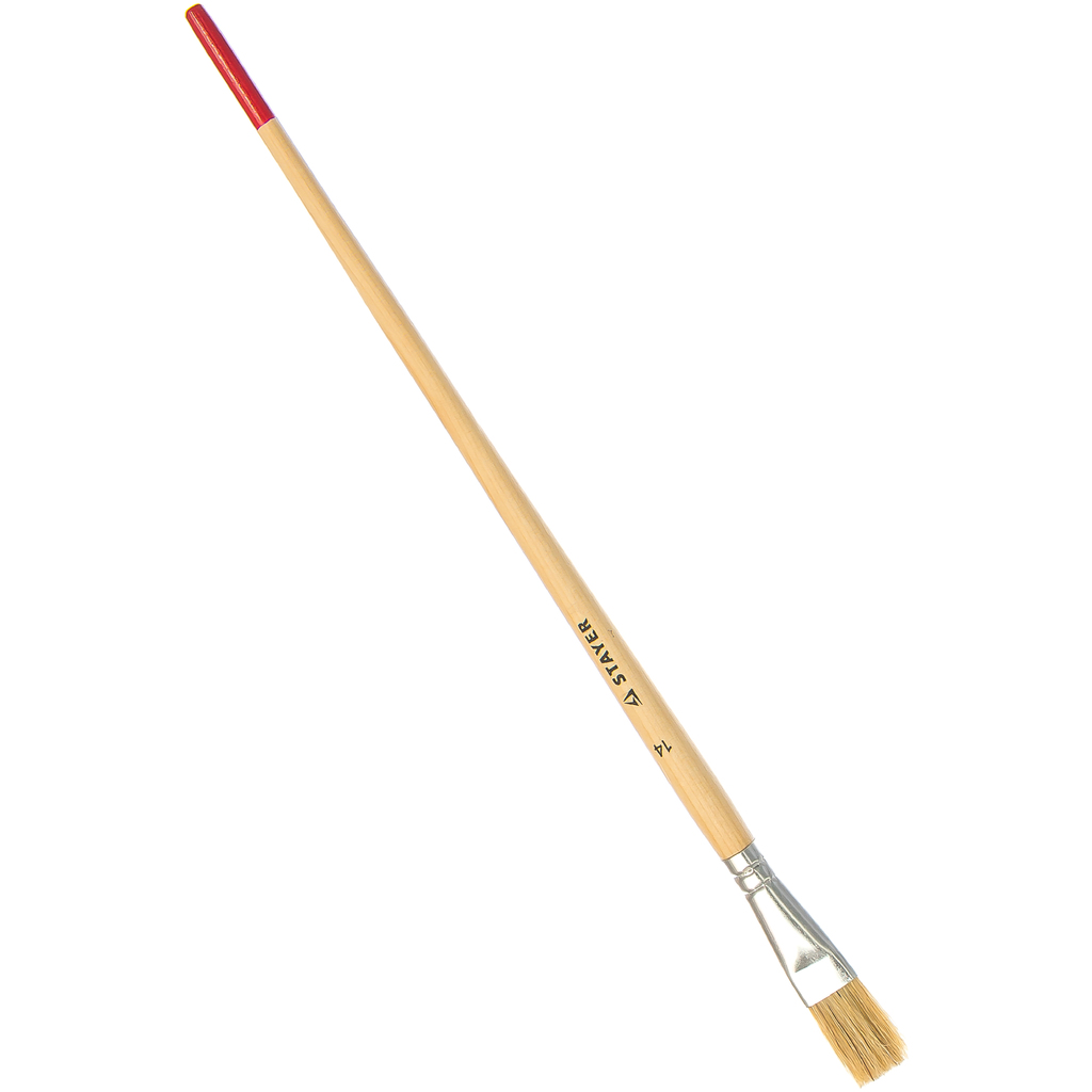 Круглая тонкая кисть STAYER UNIVERSAL-STANDART, светлая натуральная щетина, деревянная ручка, №14 x 15мм 0124-14