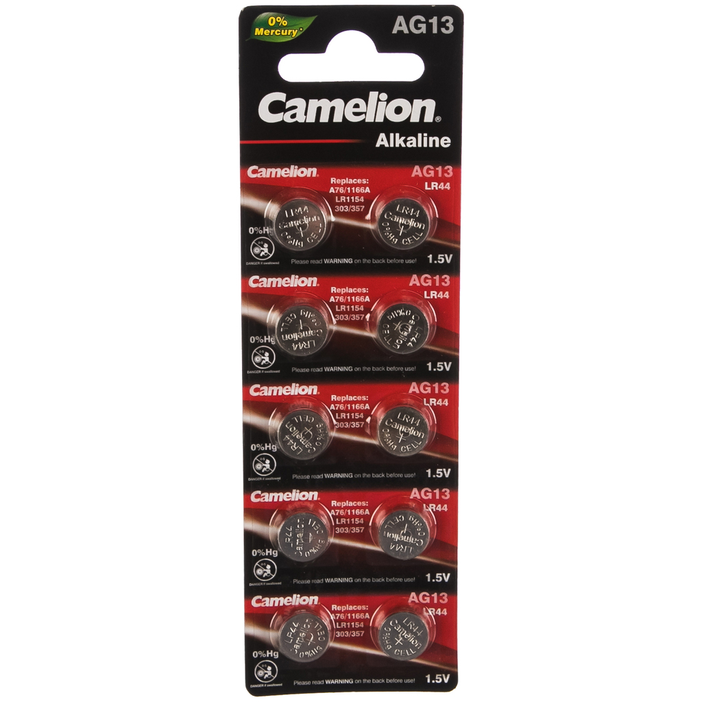 Батарейка для часов Camelion G13 BL-10 Mercury Free AG13-BP10 0%Hg 357A/LR44/A76 12821