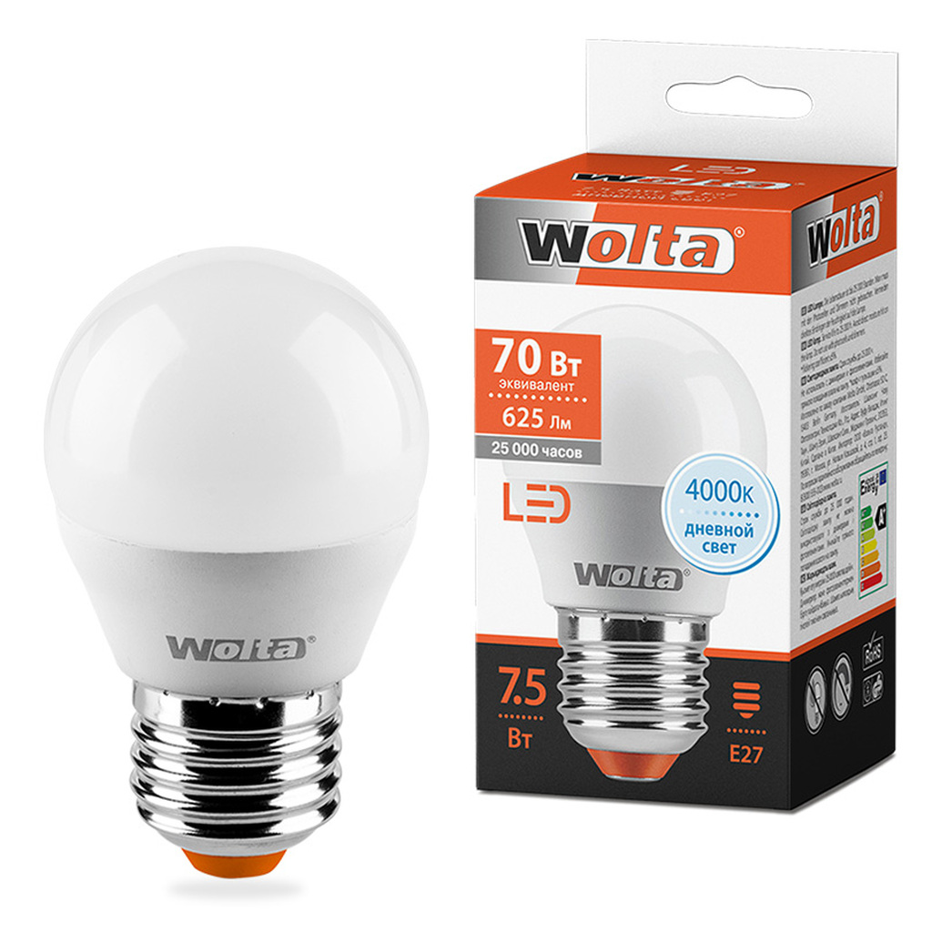 Лампа WOLTA LED 25S45GL7.5E27