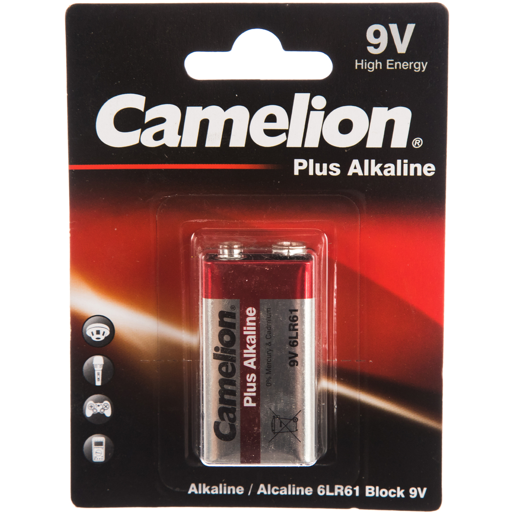 Батарейка Крона Plus Alkaline 9В, 6LF22, 6LR61 Camelion 1655