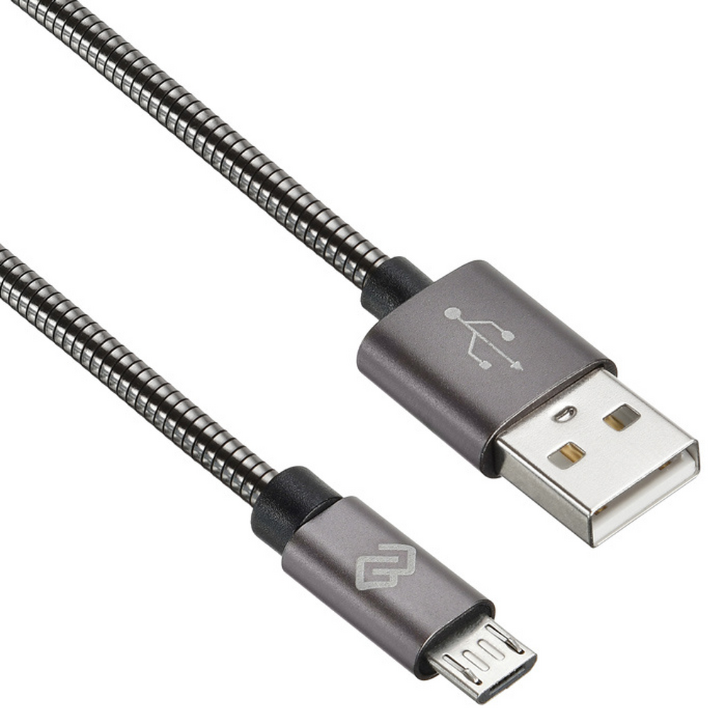 Кабель Digma micro USB (m) -  USB (m),  1.2м,  в оплетке,  2A,  темно-серый MICROUSB-1.2M-BRAIDED-G 1080407