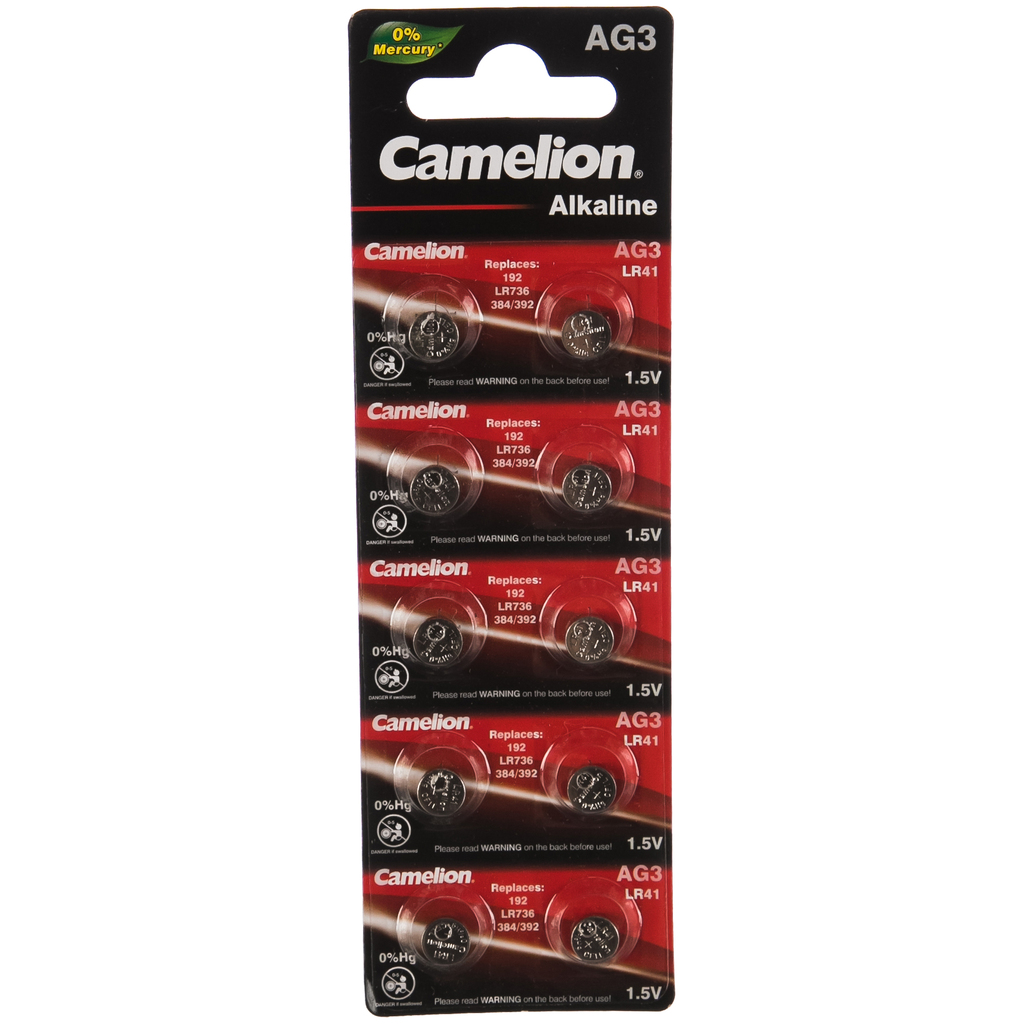 Батарейка для часов Camelion G3 BL-10 Mercury Free AG3-BP10 0%Hg 392A/LR41/192 12811