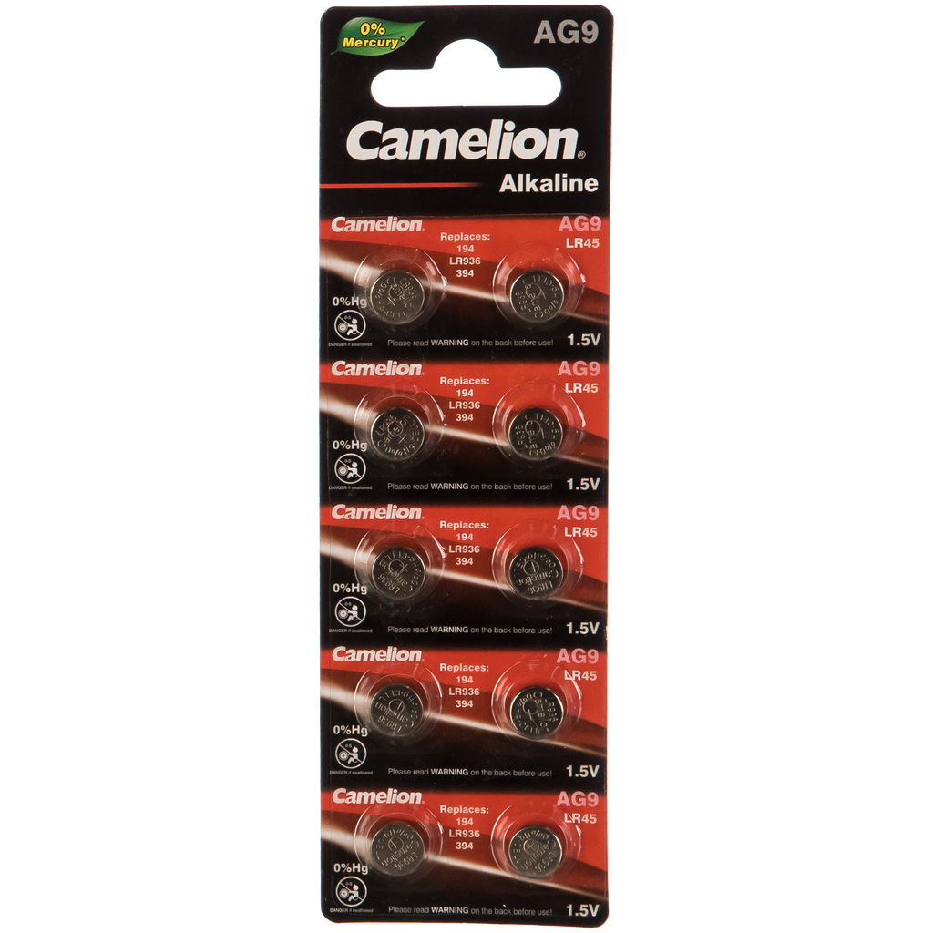 Батарейка для часов Camelion G9 BL-10 Mercury Free AG9-BP10 0%Hg 394A/LR936/194 12817