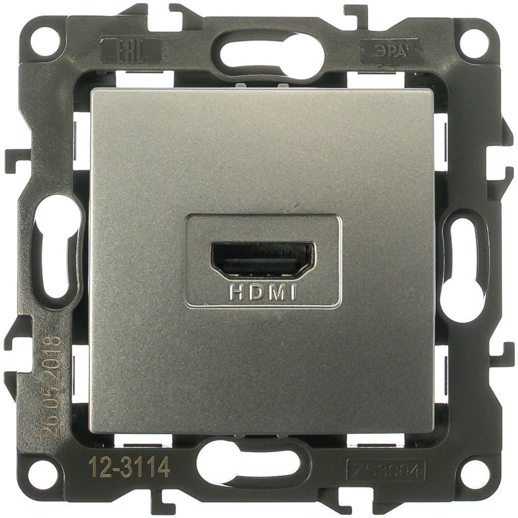 Розетка ЭРА 12-3114-03 HDMI, IP20, 12, алюминий Б0027483 ERA