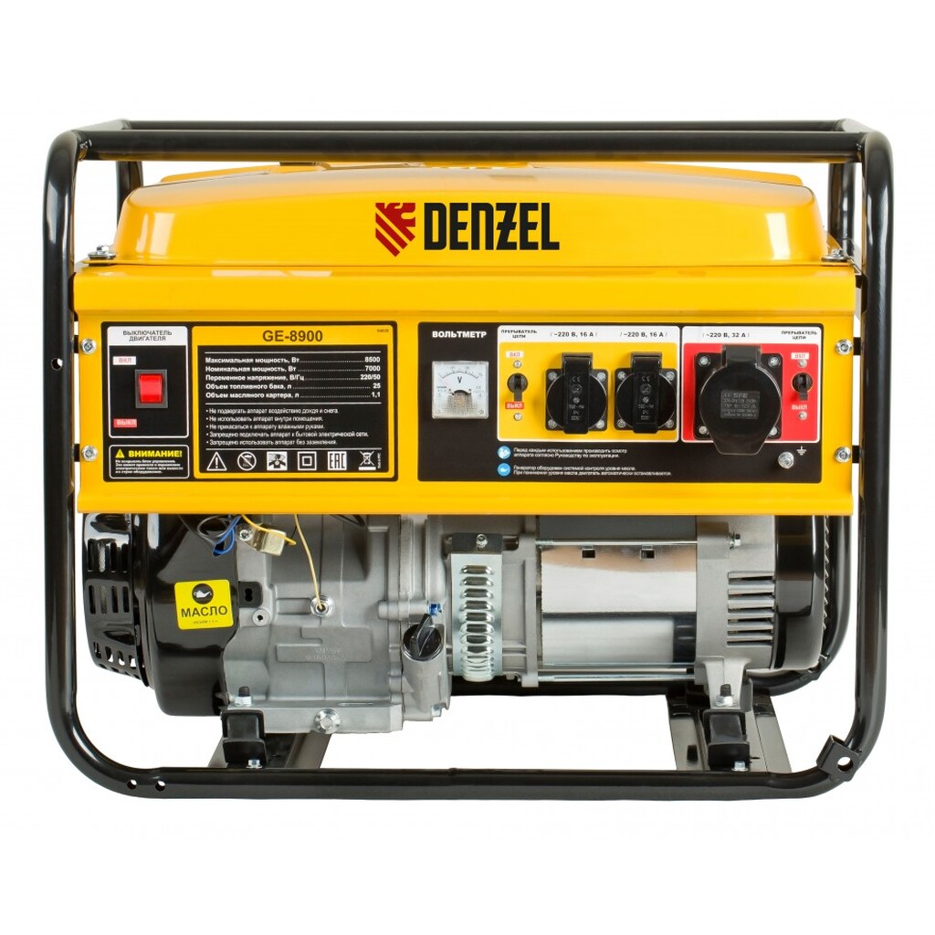 Бензиновый генератор 8,5 кВт, 220В/50Гц, 25 л DENZEL GE 8900 94639
