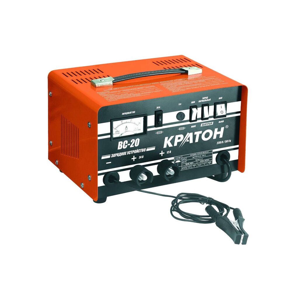 Зарядное устройство для аккумулятора BC-20 (220В, 290/520W, 12/24V) Кратон 3 06 01 005