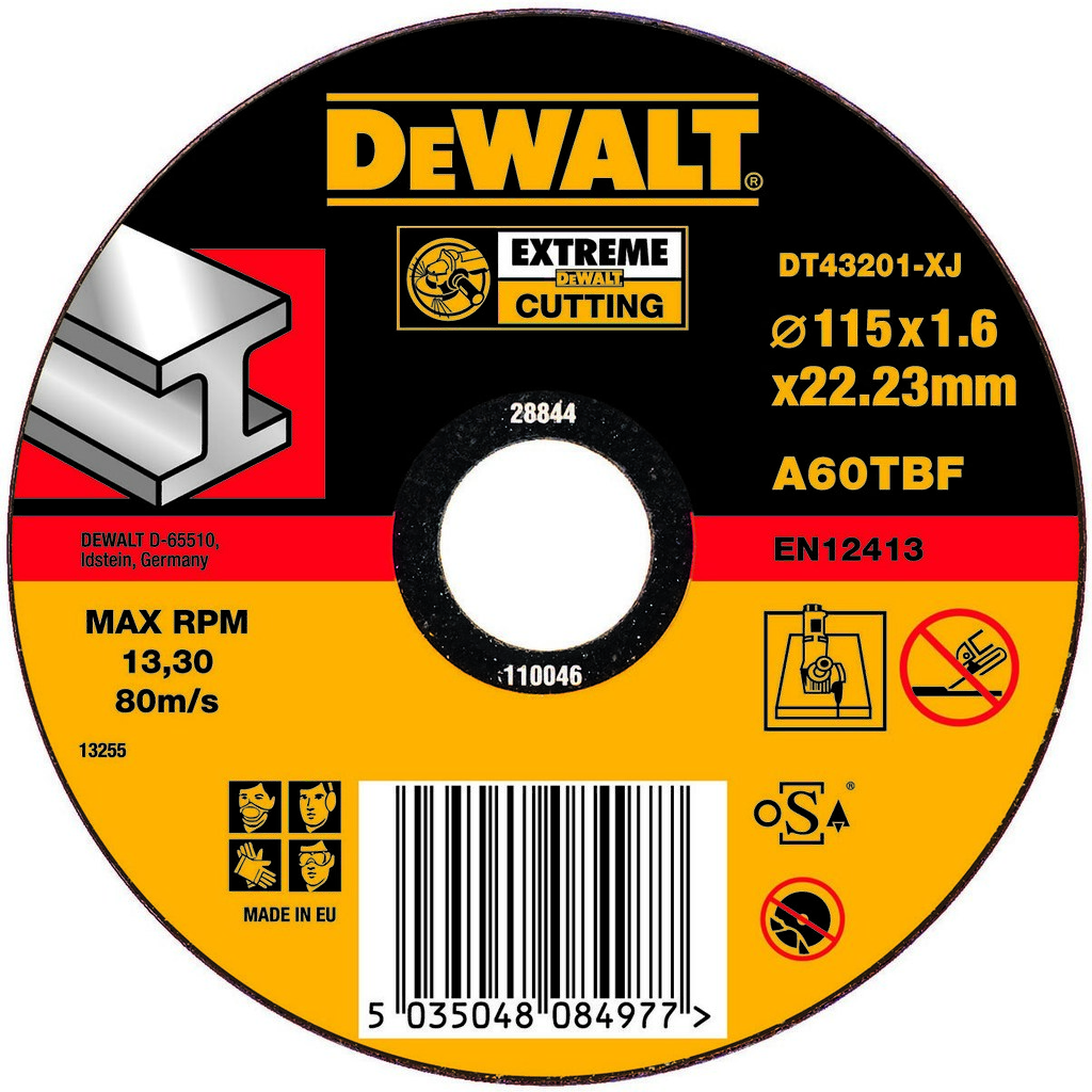 Круг отрезной по металлу EXTREME (115x22.2) Dewalt DT43201