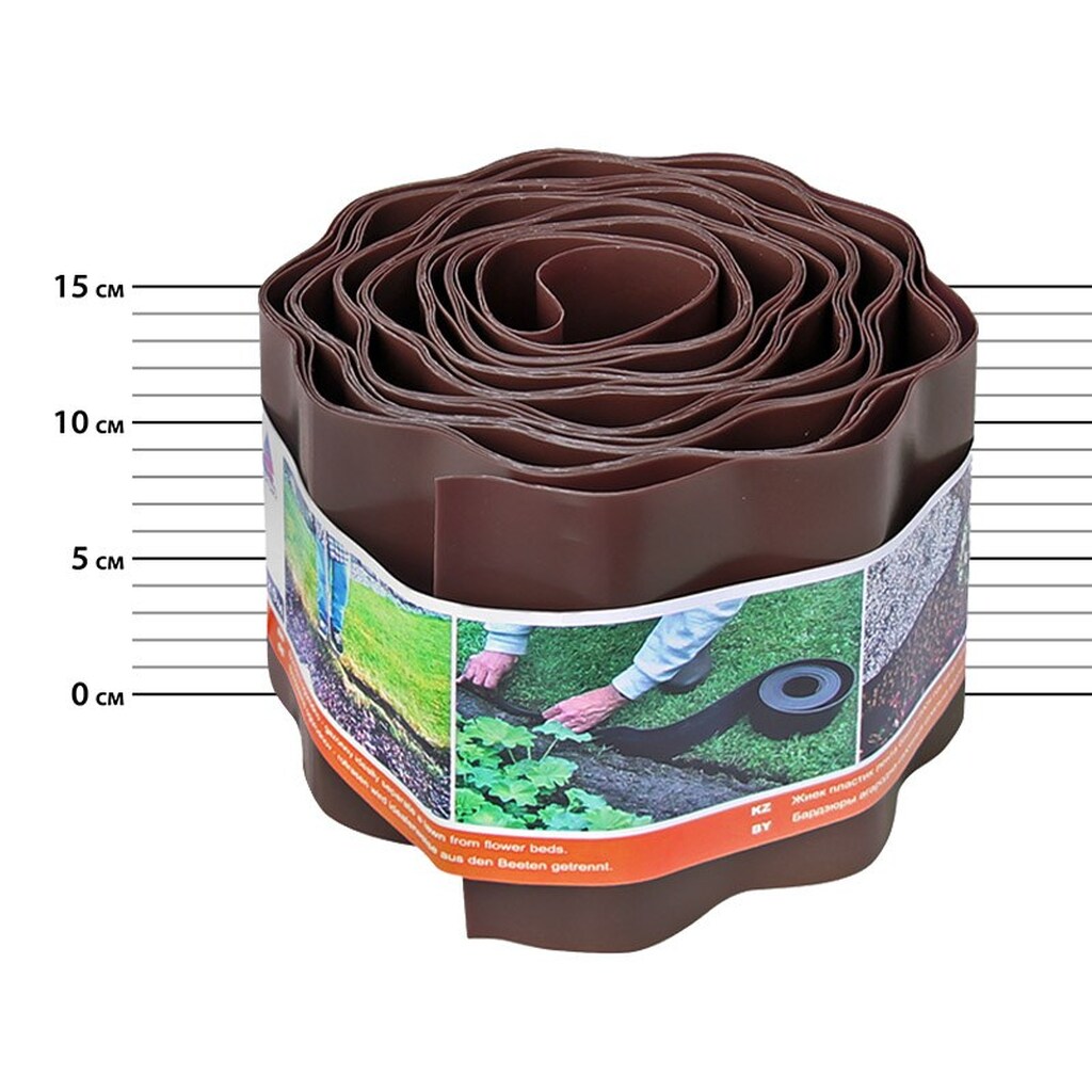 Бордюрная лента Протэкт ГОФРА, 9 м, коричневый Б-15/9 кор