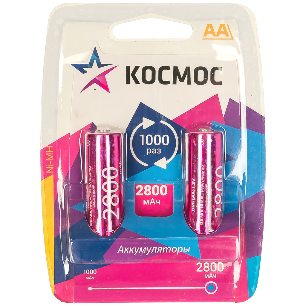 Перезаряжаемые аккумуляторные батареи КОСМОС KOCR6NIMH2800MAH2BL