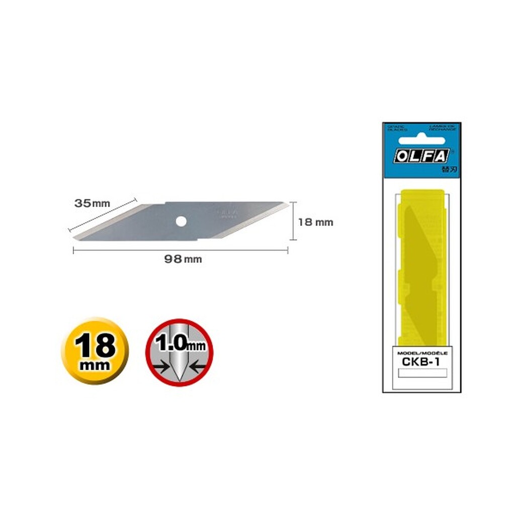Лезвия для ножа CK-1 (18х35х98х1 мм; 2 шт.) OLFA OL-CKB-1