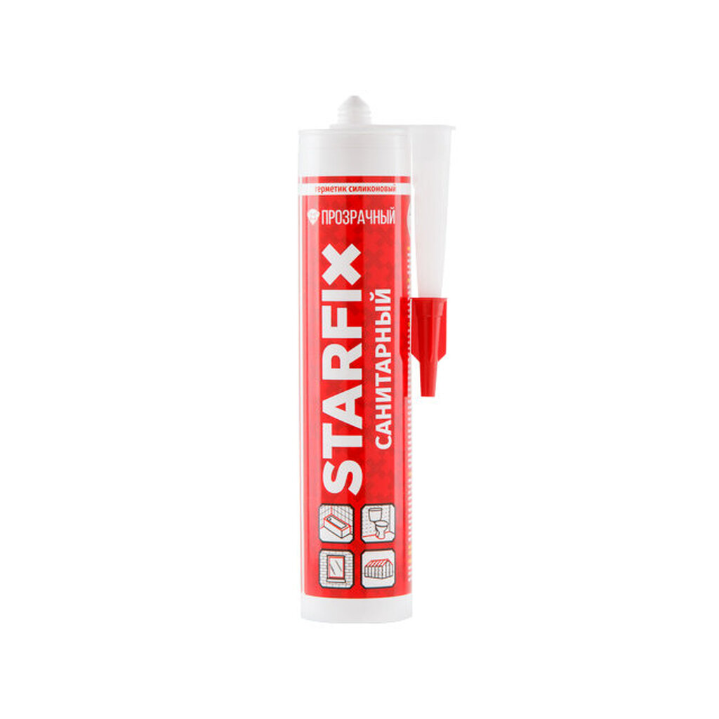 Герметик силиконовый санитарный STARFIX Sanitary Silicone (прозрачный) 260 мл (SM-57867-1)