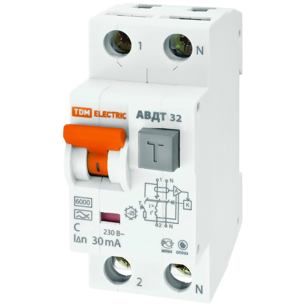 Автоматический выключатель дифференциального тока TDM АВДТ 32 C 40А 30мА SQ0202-0033