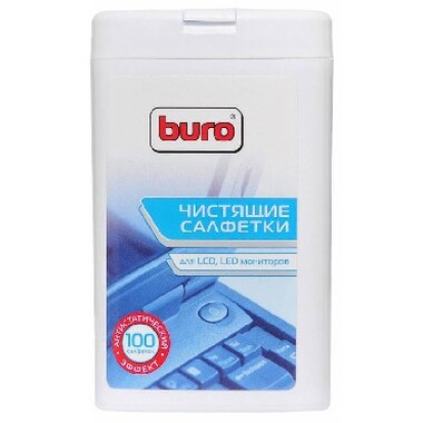 Салфетки чистящие BURO BU-TFT, 100 шт для экранов ЖК мониторов туба 100шт влажных